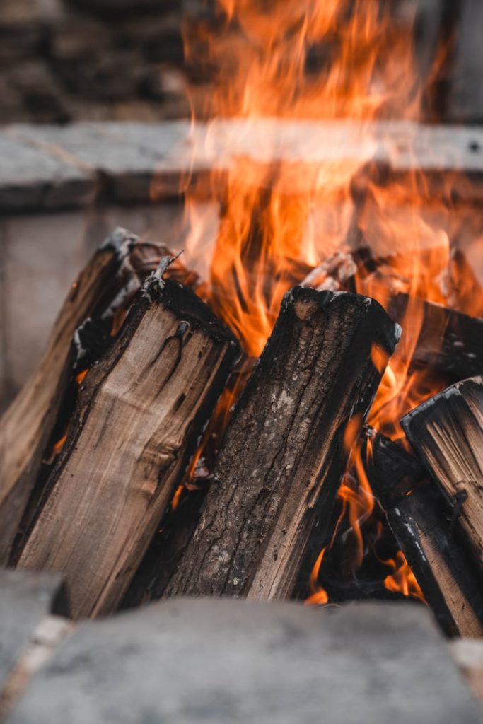A roaring fire in the Base Camp RV Park in Townsend Tennessee