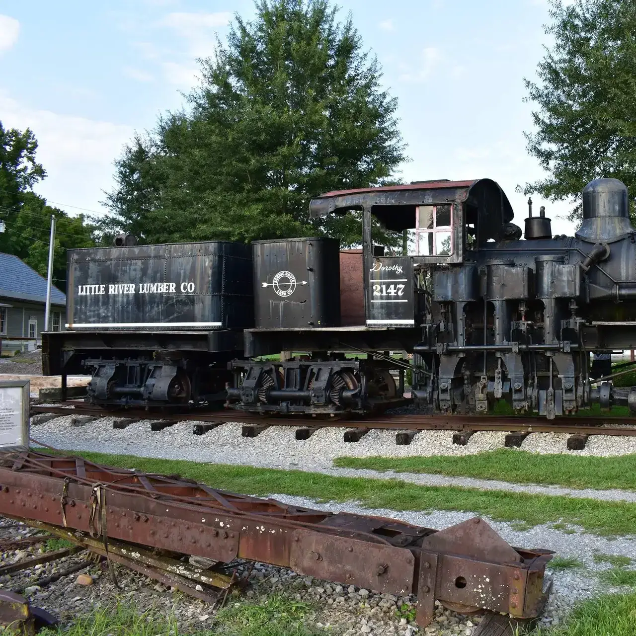 Townsend Tennesse Rail Road Muesum showcasing an old locomotive Train that is rustic and classic